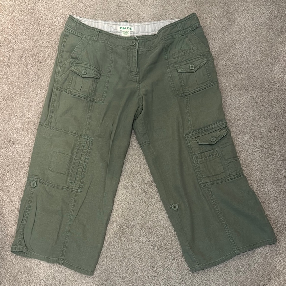 Hei Hei Green Cargo Capri Pants